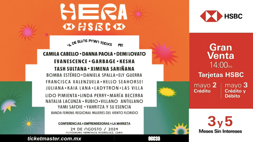 Fecha, lugar, cartel, boletos y todos los detalles del festival Hera HSBC